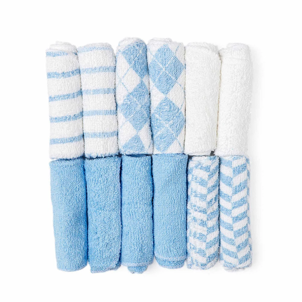 Jesse & Lulu 12-Pack Argyle Theme Washcloth