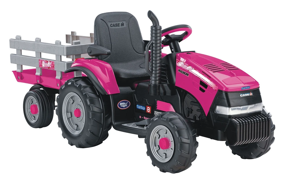 Peg Perego - Case IH Magnum Tractor with Trailer - Pink