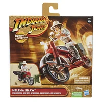 Indiana Jones Worlds of Adventure, Helena Shaw avec moto, figurine et véhicule échelle de 6 cm, jouets Indiana Jones