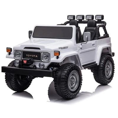 KIDSVIP Licensed Toyota Land Cruiser 2-Seater Kids' 4X4 24V Ride-On Truck w/ RC - White