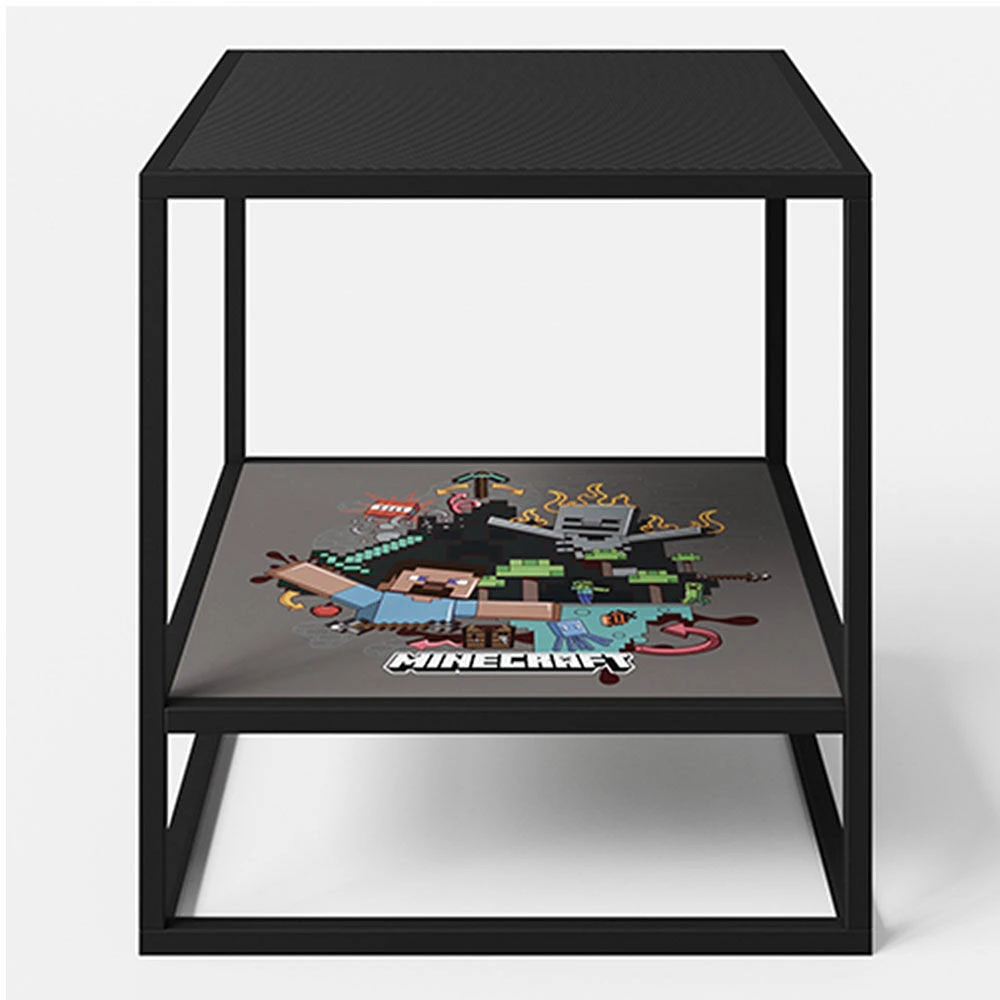 Phoenix Minecraft Side Table with Storage Shelf