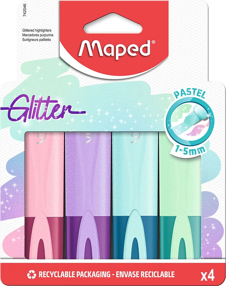 Maped Highlighters Glitter 4Pk