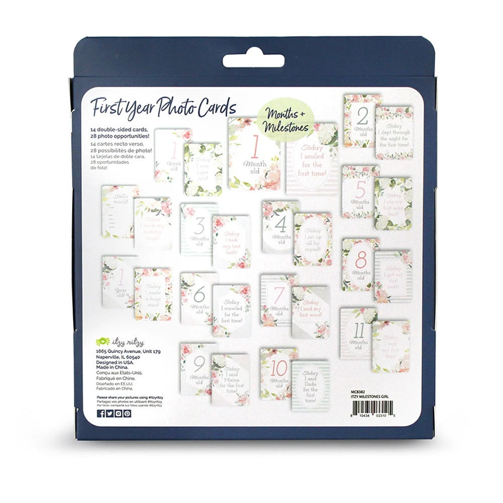 Itzy Ritzy Milestone Cards - Floral - English Edition