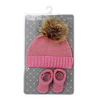 Baby Mode Knit Hat & Bootie Set 0-6M