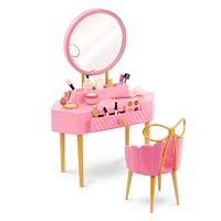 Our Generation Fabulous Fun Vanity Set Pink Vanity Table & Accessories for 18-inch Dolls