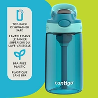 Contigo Aubrey Kids Leak-Proof Spill-Proof Water Bottle, Juniper Jade Vine, 14 oz