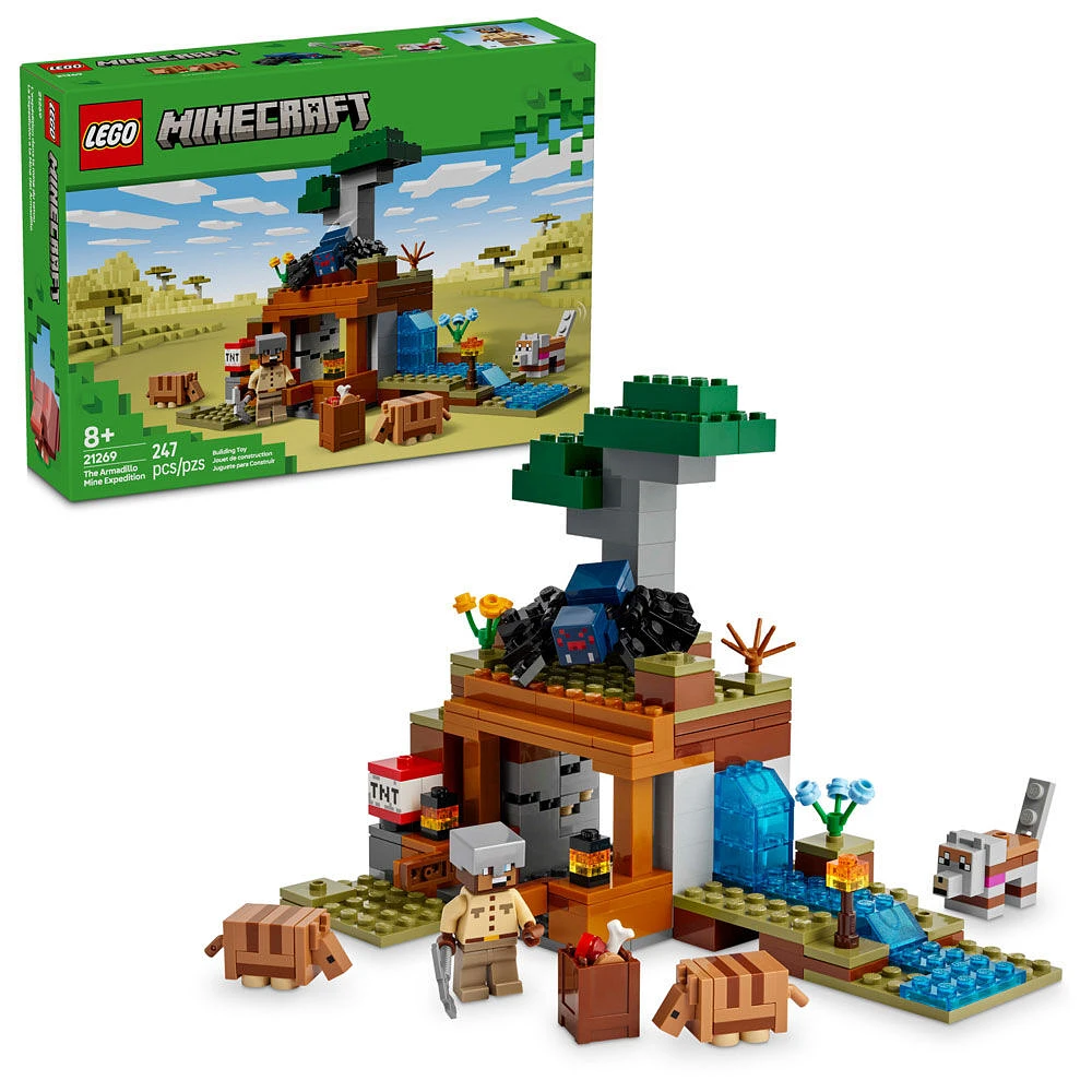 LEGO Minecraft L'expédition dans la mine du tatou Ensemble de jeu avec figurine de jeu vidéo 21269