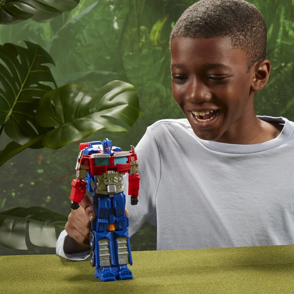 Transformers Toys Transformers: Rise of the Beasts Movie 2-in-1 Optimus Prime Blaster, 7-inch