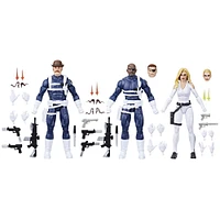 Marvel Legends Series S.H.I.E.L.D. Nick Fury Jr., Sharon Carter, and Dum Dum Dugan Action Figures