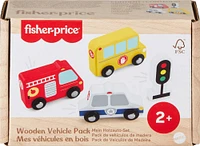 Fisher-Price-Mes véhicules en bois-Jouets à pousser 4pièces