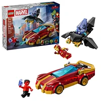 LEGO Marvel La voiture d'Iron Man et Black Panther contre Hulk rouge, Ensemble de jeu à construire avec avec figurines 76310