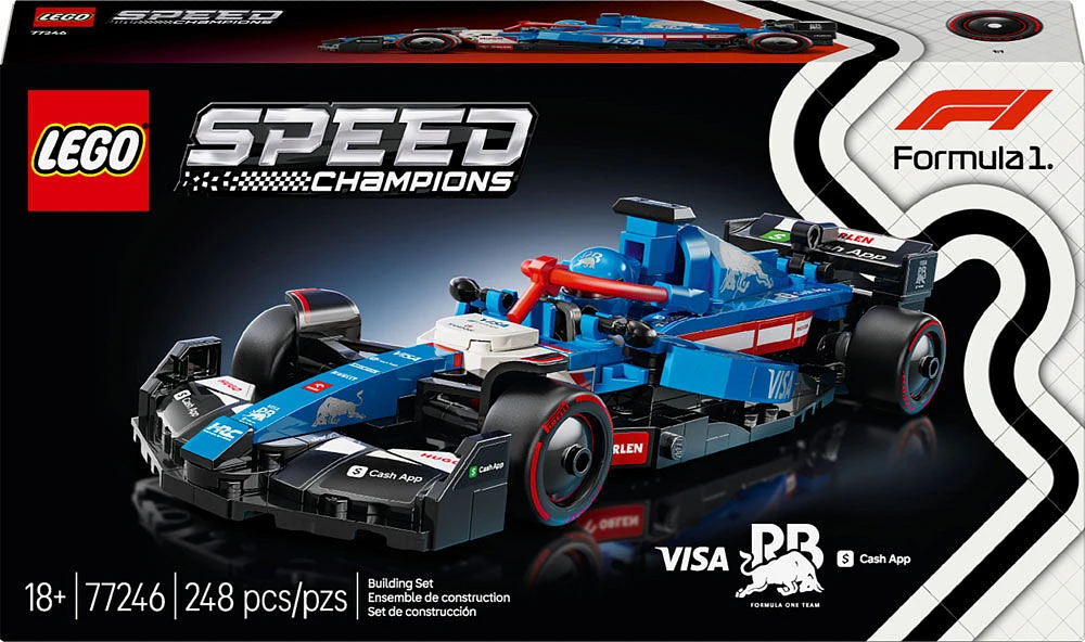 LEGO Speed Champions Voiture de course Visa Cash App RB VCARB 01 F1 , Ensemble de véhicule et pilote 77246