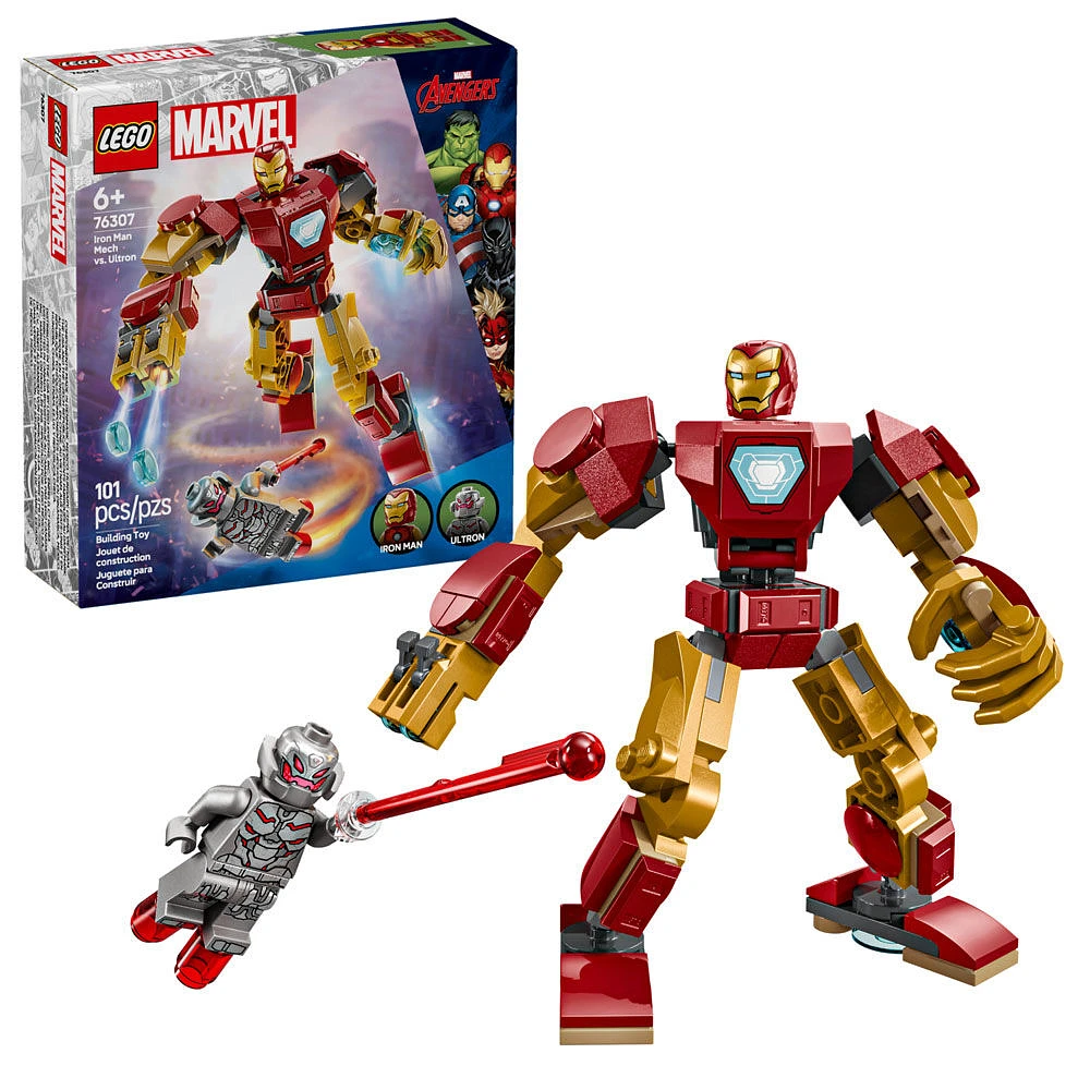 LEGO Marvel Iron Man Mech vs. Ultron Building Toy Set - Buildable Action Figure - Superhero Gift - 76307