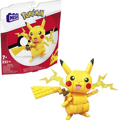 MEGA Pokémon Building Toy Kit Pikachu (211 Pieces) with 1 Action Figure for Kids