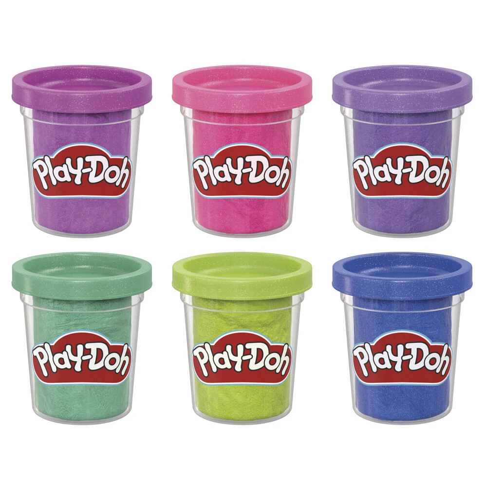 Play-Doh, pack de 6 Pâte paillette, loisirs créatifs pour enfants