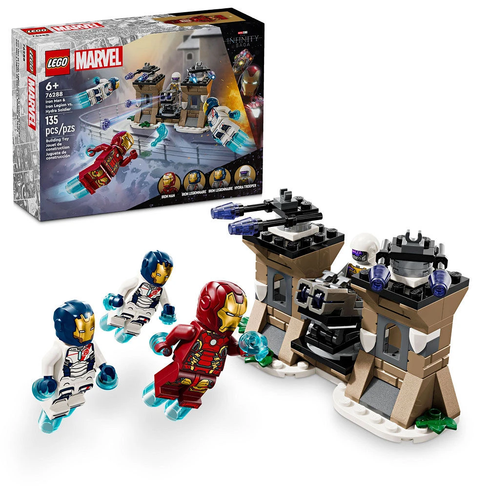 LEGO Marvel Iron Man & Iron Legion vs. Hydra Soldier Avengers Toy, Marvel Gift for Young Super Heroes, 76288