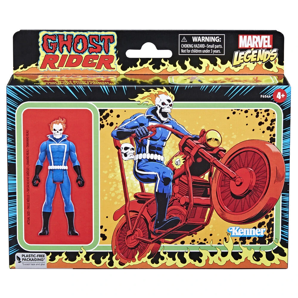 Marvel Legends Series Retro 375 Collection Ghost Rider 3.75-Inch Action Figures, Includes Vehicle