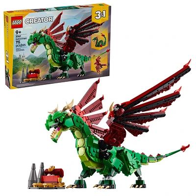 LEGO Creator 3en1 Le dragon médiéval, Jouet de créature, Se transforme en serpent de mer ou en phénix 31161