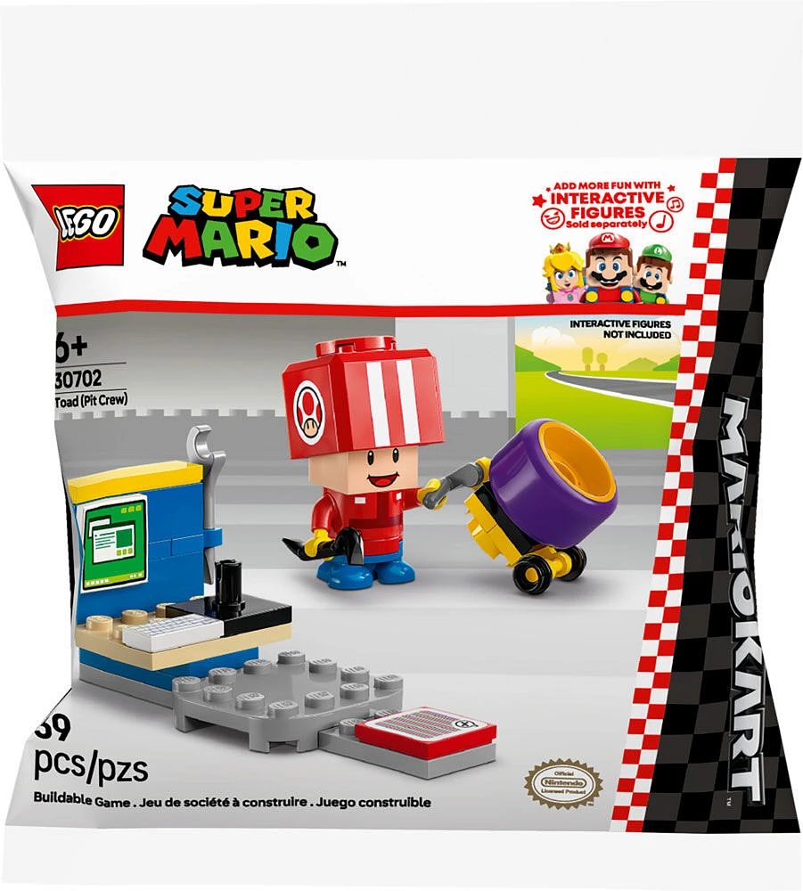 LEGO Super Mario Kart - Toad (Pit Crew) Building Toy - Includes a Toad Figure - 30702