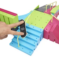 Tech Deck, Neon Mega Park X-Connect Creator, Coffret rampe phosphorescente à personnaliser avec deux fingerboards