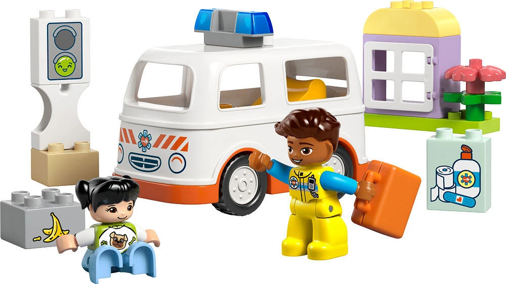 LEGO DUPLO Town Ambulance & Driver Building Toy Playset - Preschool Learning and Educational Toy - 10447