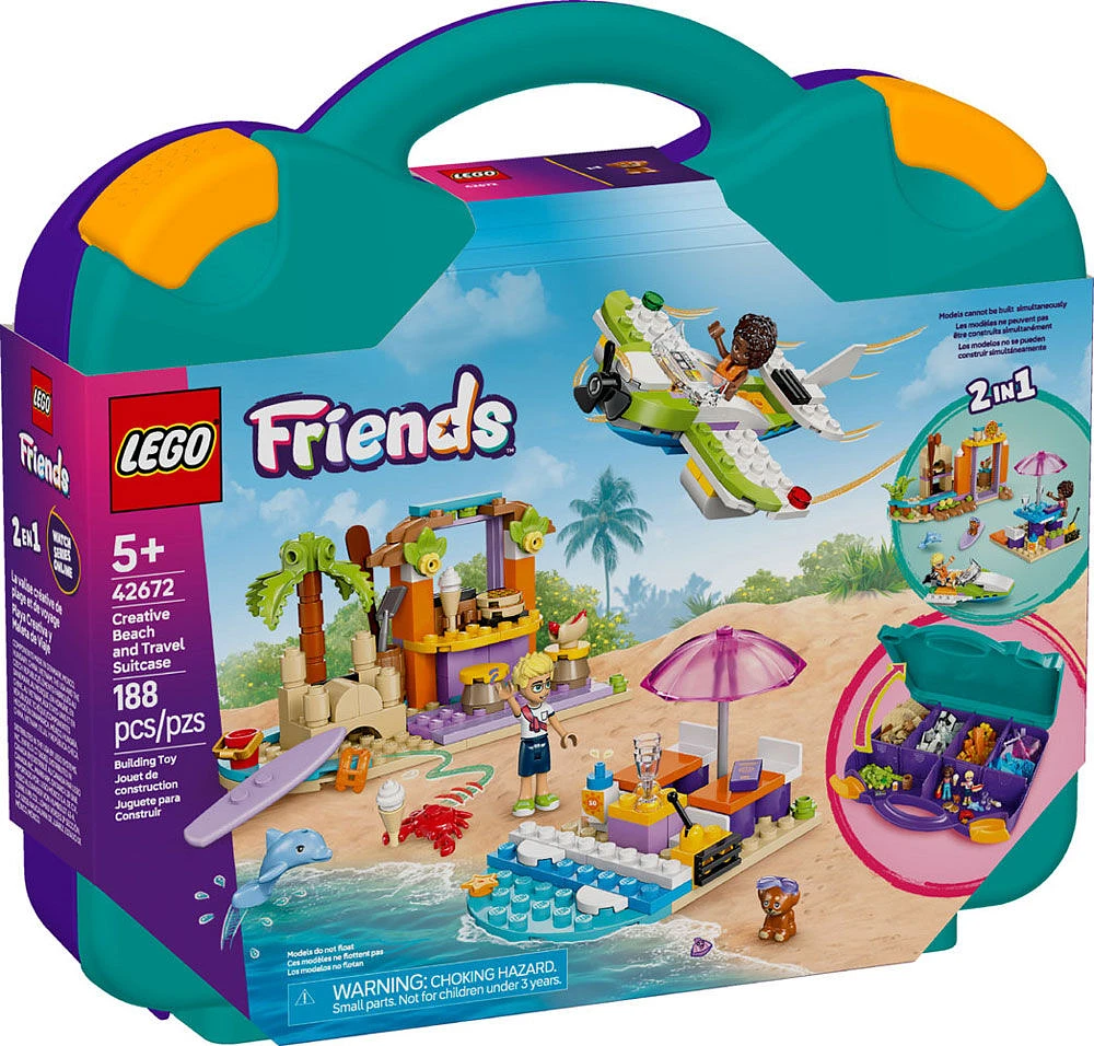 LEGO Friends La valise créative de plage et de voyage, Jouet à construire, Ensemble de jeu de simulation pour jeu de rôle 42672