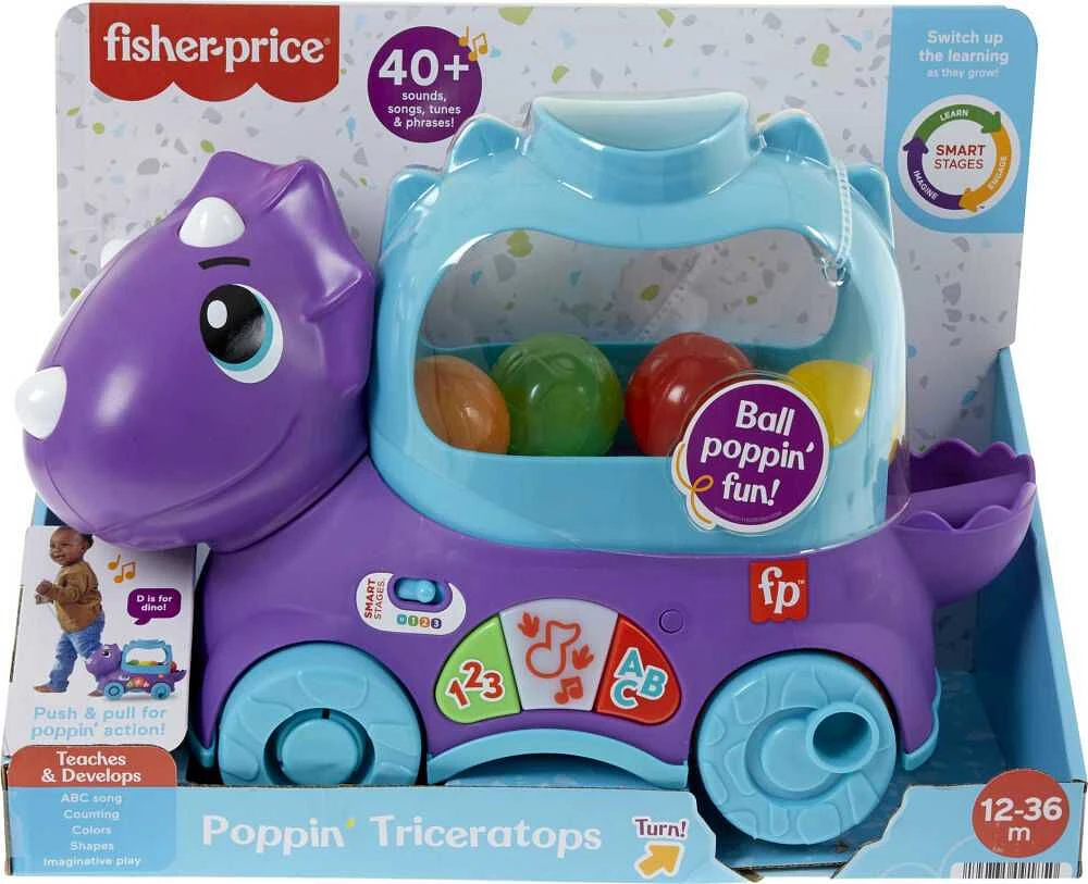 Fisher-Price Tricératops à boules rebondissantes, multilingue