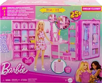 Barbie Dream Closet Toy Playset with Fashion Doll, Clothes, & Accessories, 3-ft-Wide with 25+ Pieces