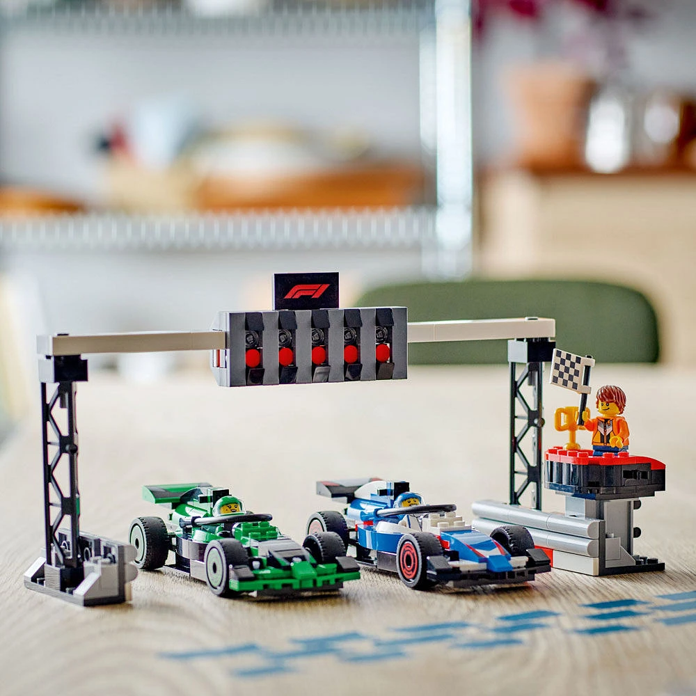 LEGO City F1 Grid with VCARB & Sauber Race Cars Building Toy - with a Light Gantry, Marshal and 2 Driver Minifigures - 60474