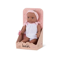 Babi Baby Doll (Deep) - Brown Eyes and Pink Headband 14-inch Baby Doll with 2pc Outfit