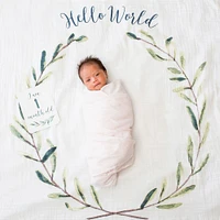 Lulujo -Baby's 1st Year Milestone Blanket Hello World Wreath