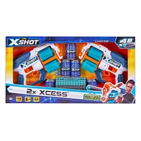 Ensemble combiné de lanceur de fléchettes en mousse X-Shot Excel Double Xcess (48 fléchettes 5 canettes)