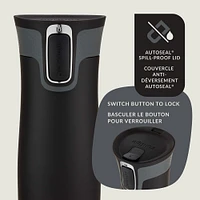 Tasse de voyage en acier inoxydable Contigo West Loop avec couvercle AUTOSEAL, noir mat, 473 ml