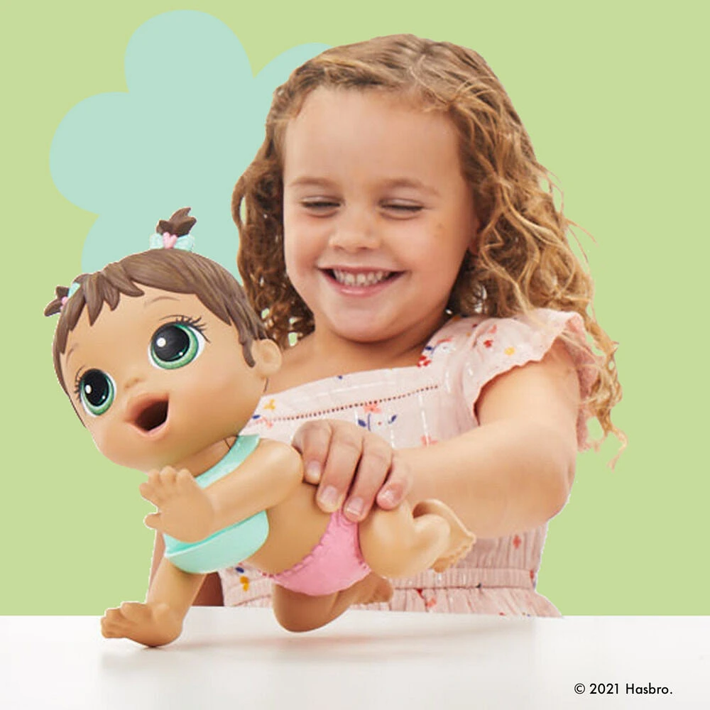 Baby Alive Lil Snacks Doll, Eats and "Poops," 8-inch Baby Doll with Snack Mold, Brown Hair