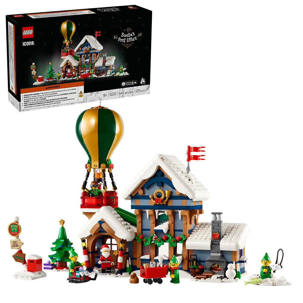 Ensemble de construction de décoration de maison de fêtes pour les adultes et les familles LEGO Icons Le bureau de poste du père Noël 10339