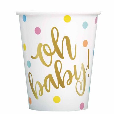 "Oh Baby" 9oz Paper Cups 8 pieces - English Edition