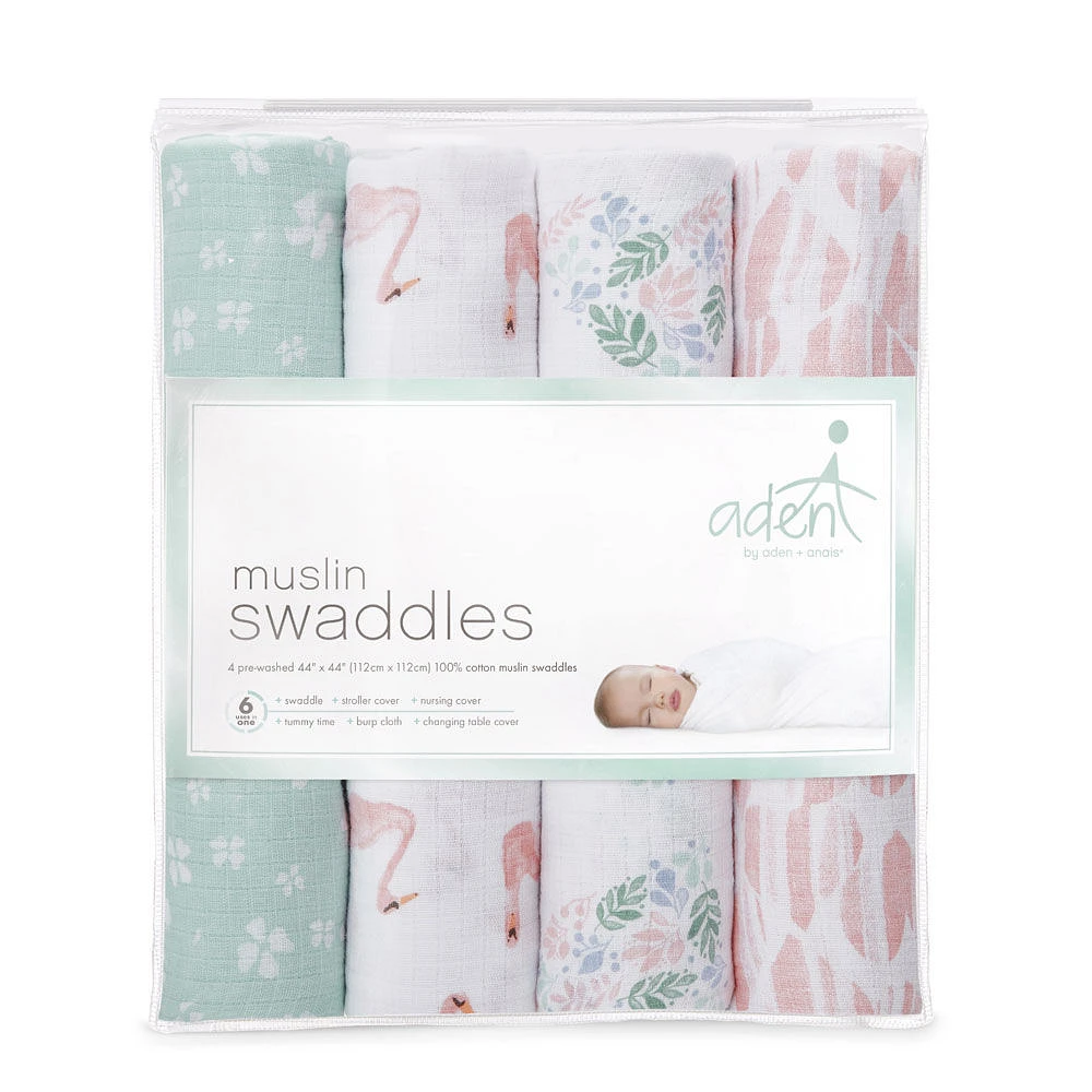 Aden + Anais Essentials 4-Pack Muslin Swaddle Briar Rose