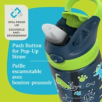 Bouteille d’eau antifuite et antidéversement pour enfants Contigo Aubrey avec paille, lime avec chiens, 414 ml