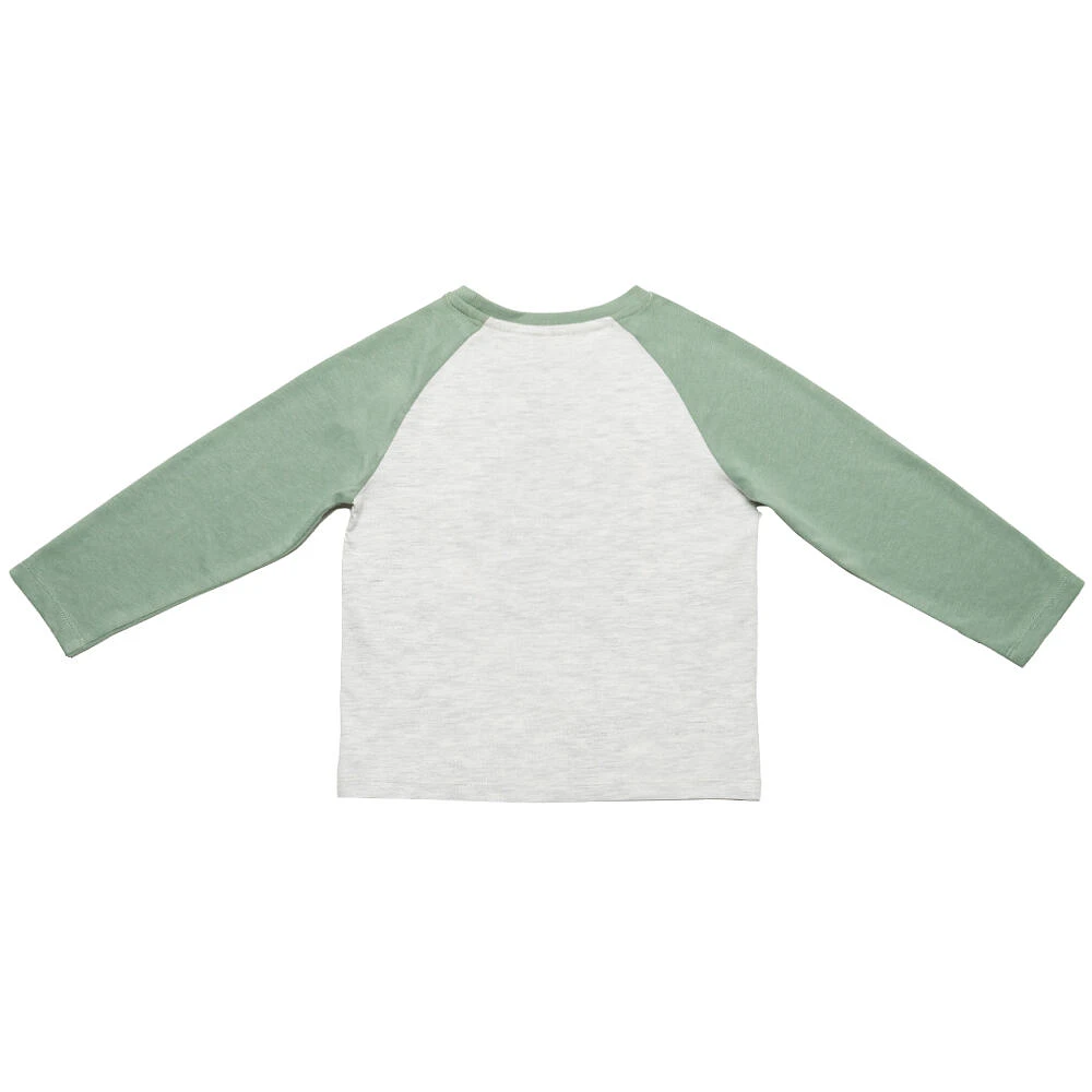 Jurassic Park - Raglan Long Sleeve Crew - Off White Heather & Green  - Size 2T - Toys R Us Exclusive