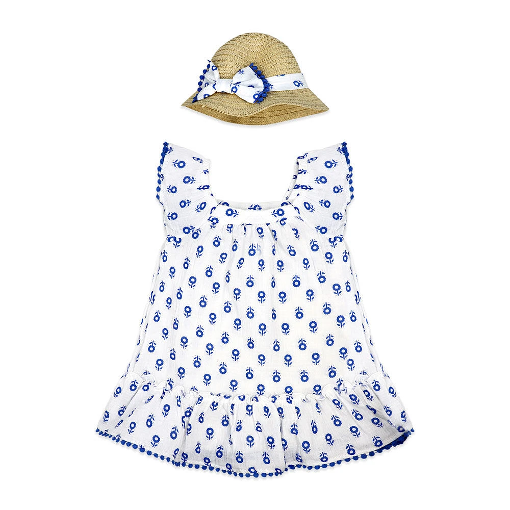 Ensemble de robe 2 pièces Baby Mode : bleu floralois