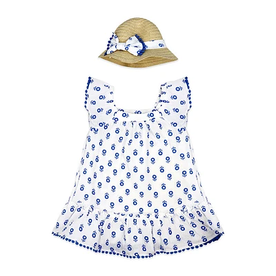 Ensemble de robe 2 pièces Baby Mode : bleu floralois