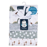 Gerber Childrenswear - 4 Pack Flannel Receiving Blanket - Dino Time