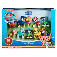 PAW Patrol, 10e anniversaire, Coffret cadeau de 10 figurines articulées de toute la Pat'Patrouille au complet à collectionner