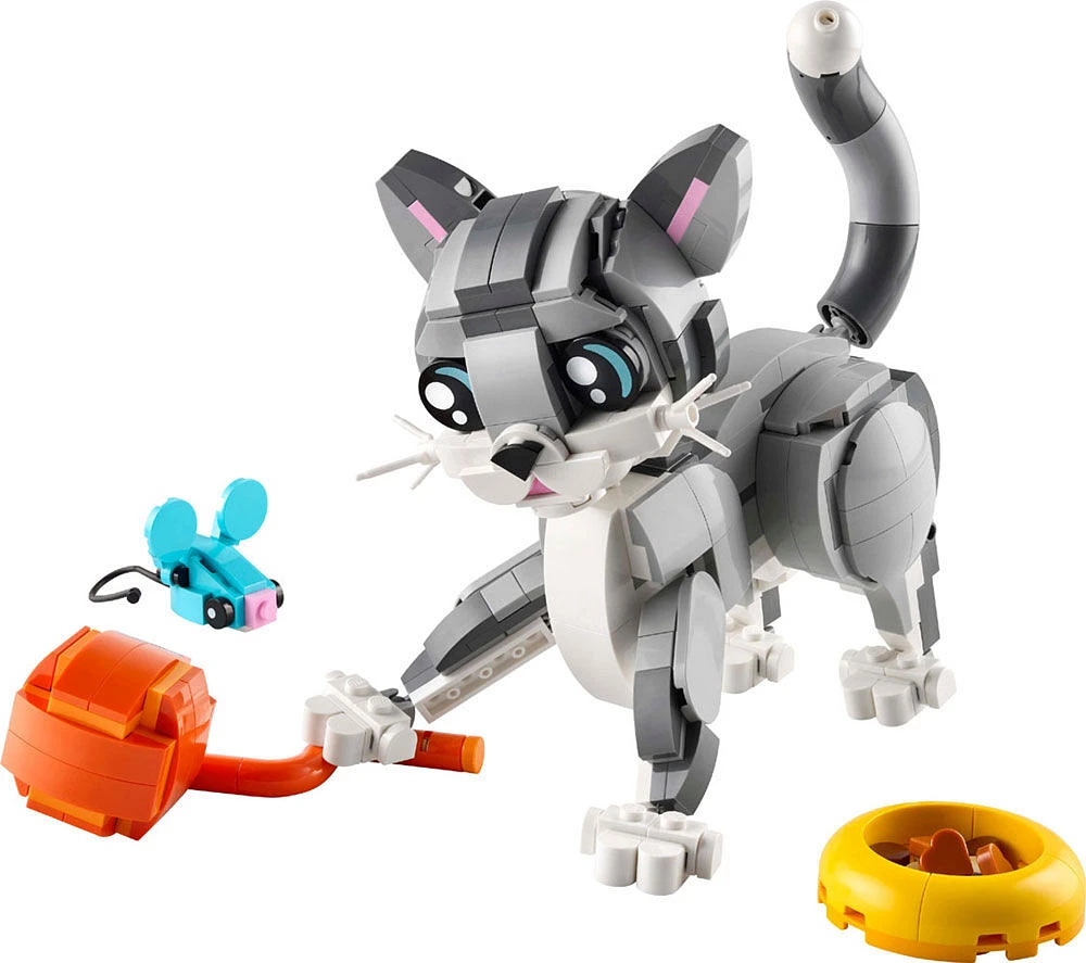 LEGO Creator 3 in 1 Playful Cat Toy - Building Toy with 3 Building Options, Cat, Dog, or Pigeon - 31163