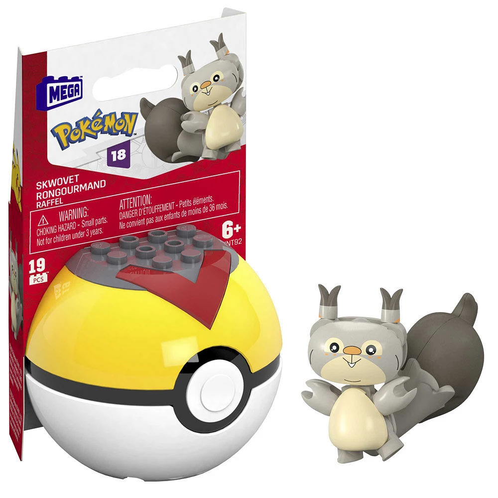 MEGA -Pokémon -Figurine articulée -Rongourmand, Pokéball (19 pièces)