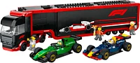 LEGO City F1 Truck with RB20 & AMR24 F1 Cars - Model Car Building Toy Set for Kids, Boys and Girls - 60445