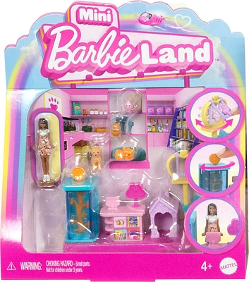 Barbie Mini BarbieLand Collectible Pet Boutique Playset with 1.5-inch Barbie Doll, Interactive Play Areas for Storytelling Fun