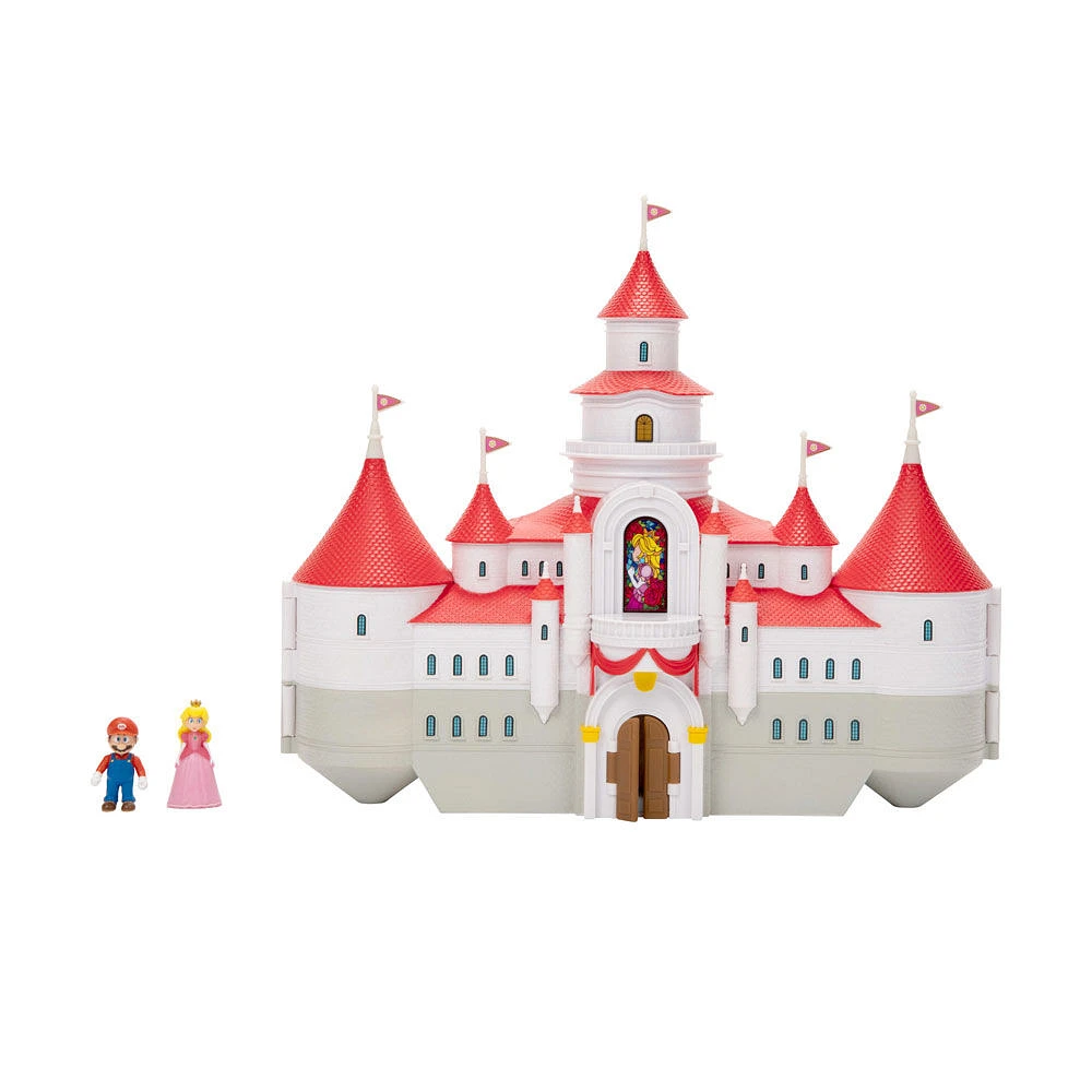 The Super Mario Bros. Movie - Mushroom Kingdom Castle Playset with Mini 1.25" Mario and Princess Peach Figures