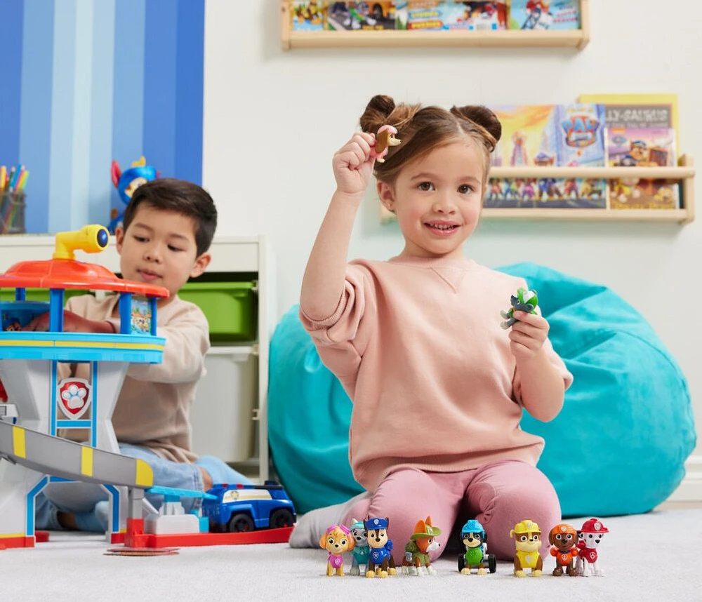 PAW Patrol, 10e anniversaire, Coffret cadeau de 10 figurines articulées de toute la Pat'Patrouille au complet à collectionner