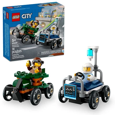 LEGO City Airplane vs. Hospital Bed Race Car Pack Building Toy -  Gift for Birthdays and Holidays - 60459